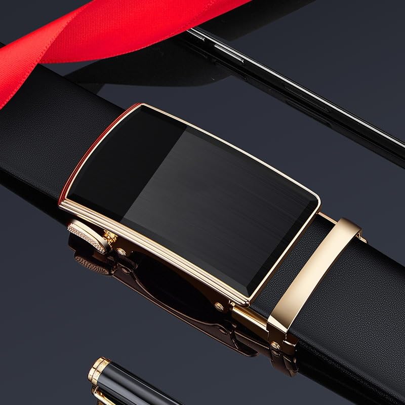 JSEIAJB Men's Belt Business Genuine Leather Belt Men's Genuine Automatic Buckle Men's Belt(115cm)4