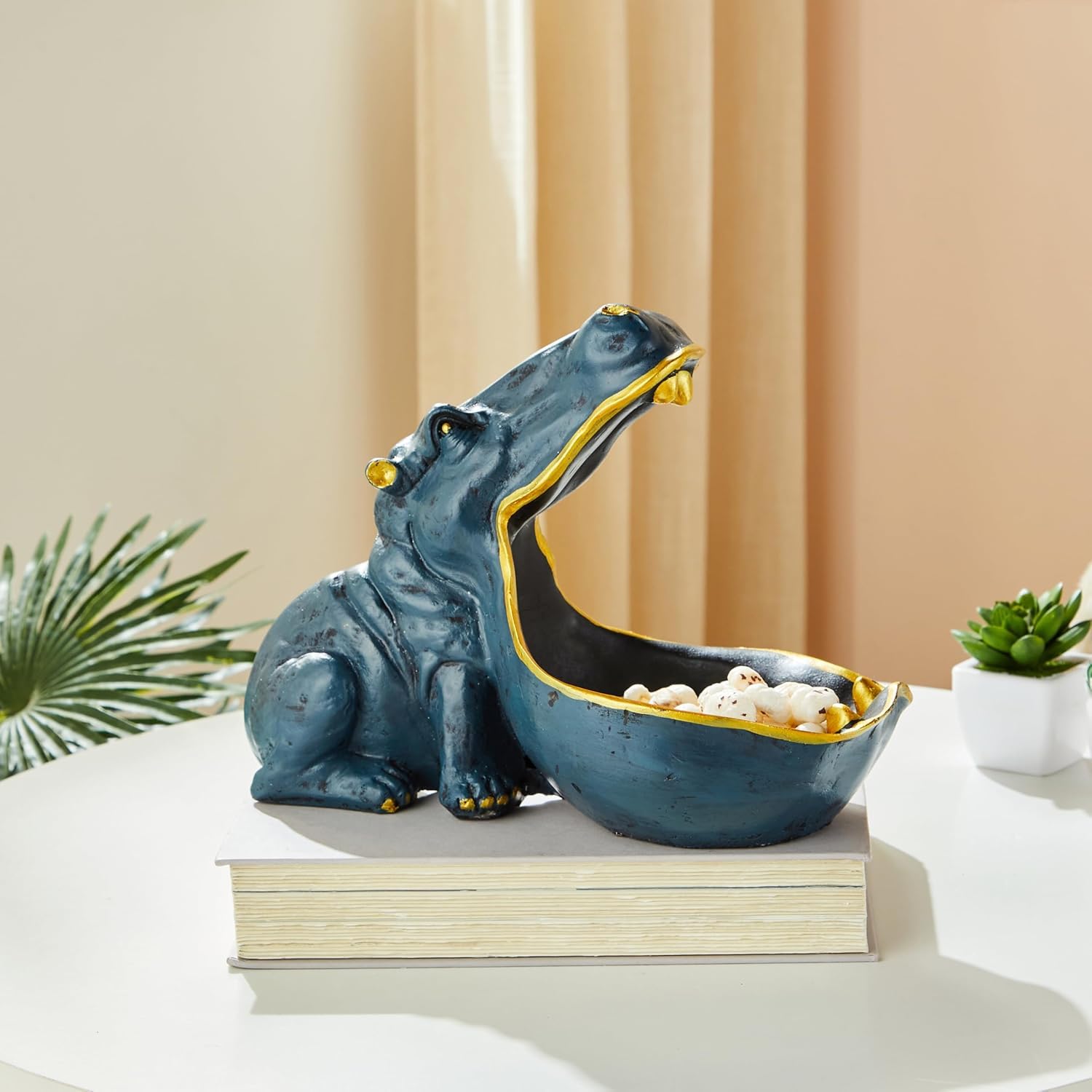 Modish Hippo Storage Home Décor Figurine - Pack of 1, Blue, Resin