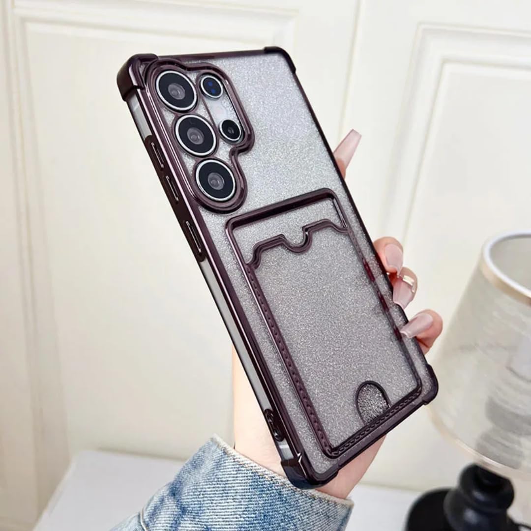 Coque silicone Galaxy A25 5G Noire avec porte-carte et paillettes - 6