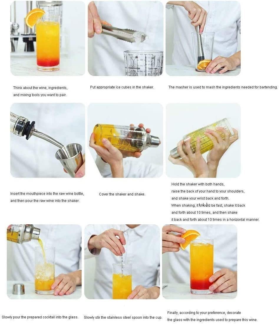 Ensemble d'outils de Bar 13 pièces avec Support en Bambou élégant |Kit de Barman Parfait for la Maison et Shaker à Cocktail Martini pour