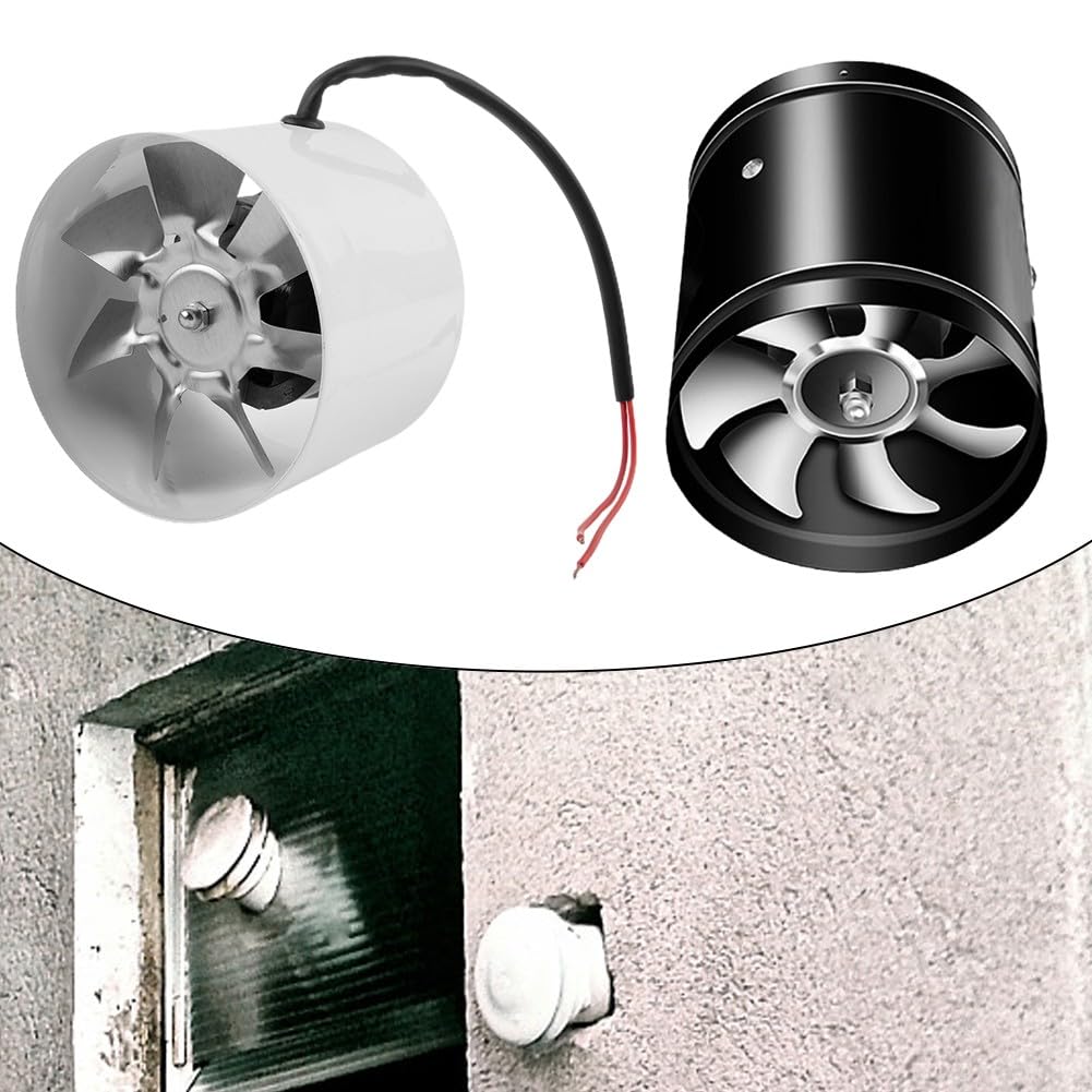 SPORTARC Abluftventilator, geräuscharmer Inlinekanal Booster Abluftventilator, 150 mm Abluftventilator, Rauchabsaugkanalventilator 600 m³/h Inline-Rohrventilator Leise Weiß