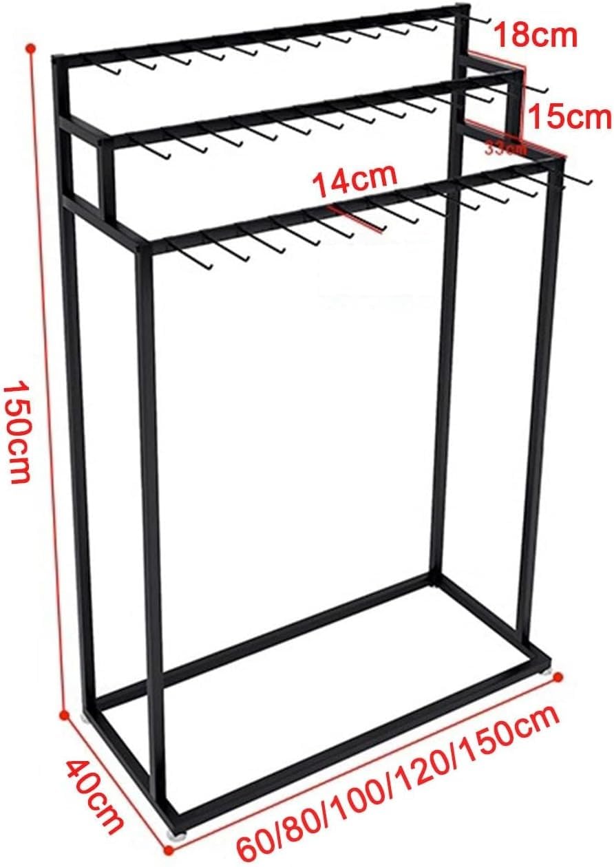 Bodenstehender mobiler Gürtelständer mit Rollen, Herrengarderobe Krawattenorganisator mit abnehmbaren Haken für Geschenkgeschäfte(Schwarz,100X40X150CM)