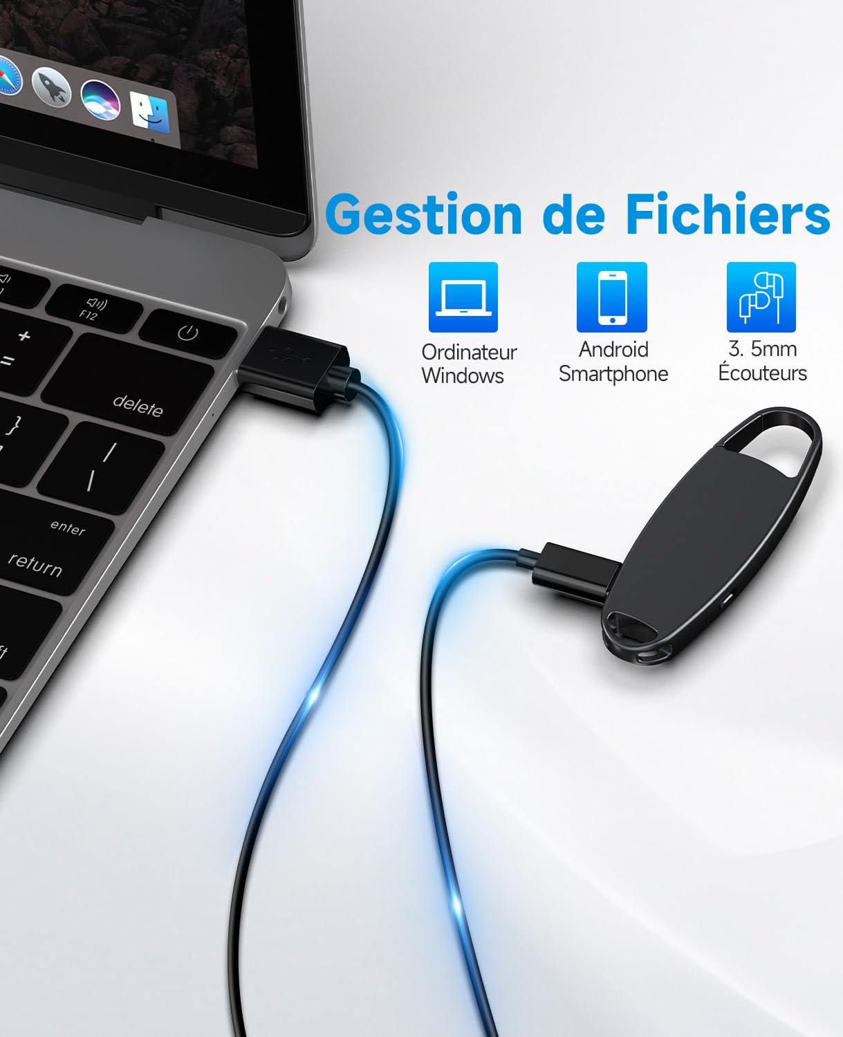 1536Kbps Diktiergerät 32 GB, digital, mit Geräuschunterdrückung für Konferenzen, Interviews, Meetings, Klassenzimmer