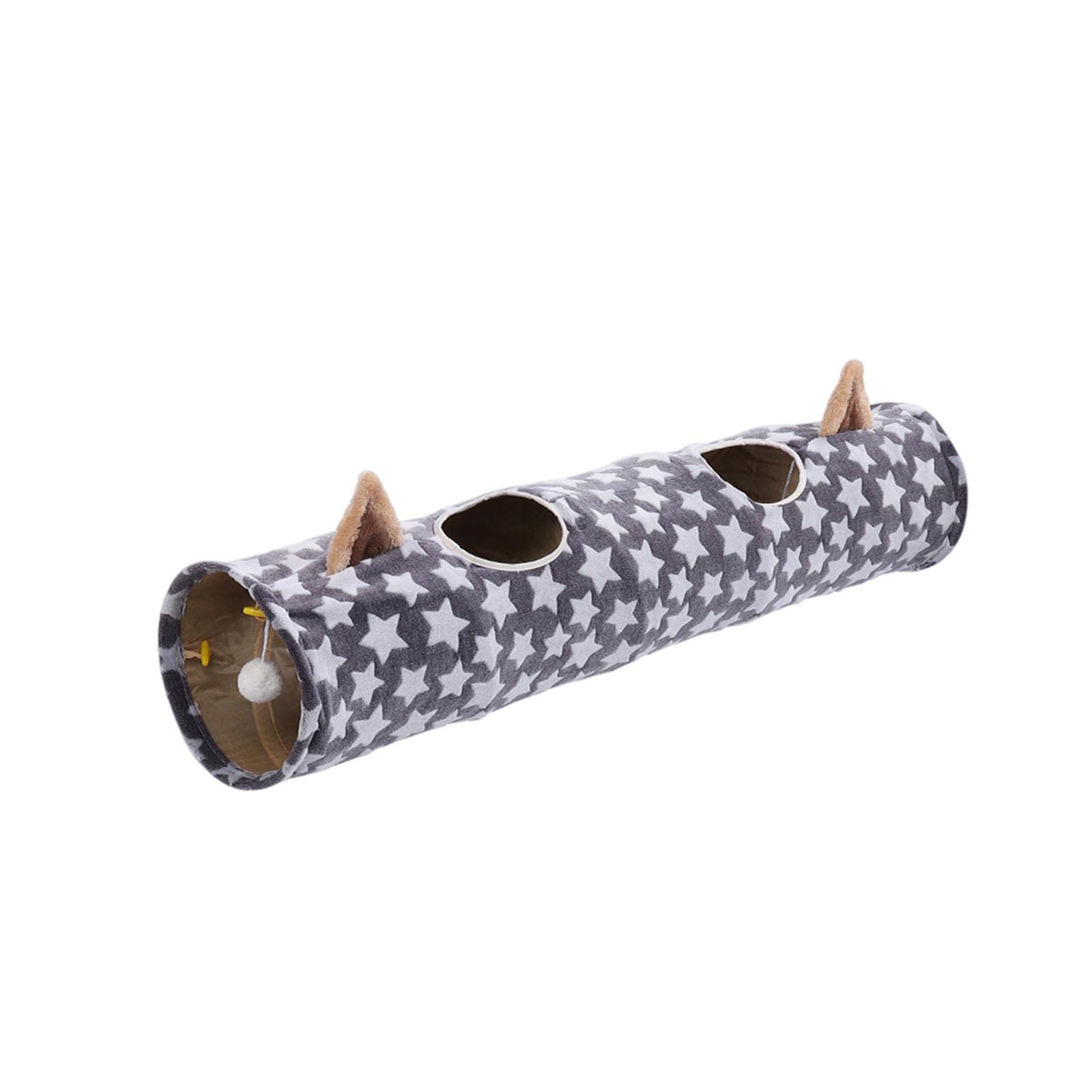 Katzentunnel Interaktives Katzen Kätzchen Spieltunnel Bett Aus Stoff mit Geräuschpapier Und Ball für Wohnung Training Spielen, Stern