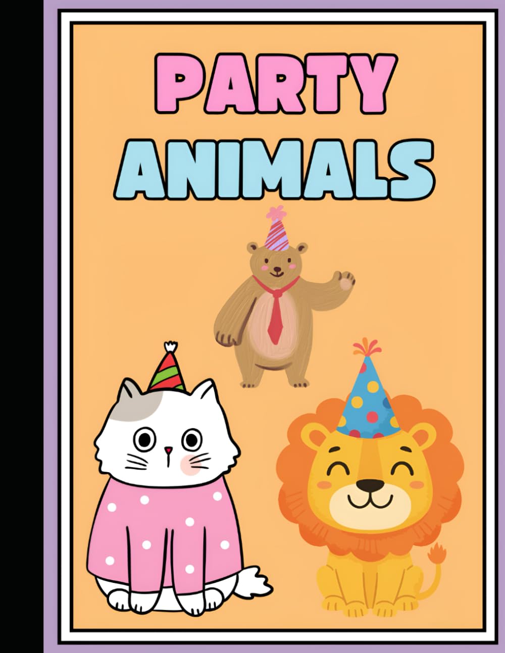 Party Animal Coloring Booklet in Grayscale Lined Animal Illustrative Style