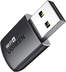 UGREEN Adaptador WiFi para PC de mesa, AX900 USB WiFi 6 adaptador com banda dupla de 5GHz/2,4 GHz, driver integrado para Windows 10/11