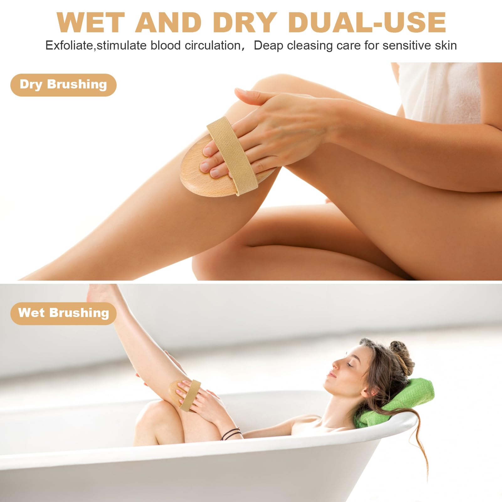 Skin Firming Removes Dead Beech Wood Skin Brush with Massage Effect for Legs Foot,Body Brush, Skin Brush - Image 2