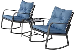3 Piece Patio Rocking Chairs Outdoor Bistro Set