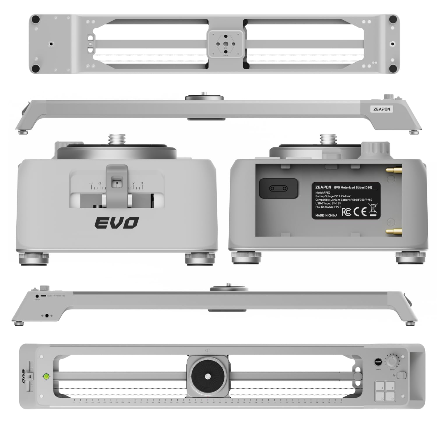 ZEAPON EVO D60 Slider per fotocamera motorizzata – 670 mm silenzioso Slider video elettrico per fotocamere DSLR/mirrorless e controllo velocità in tempo reale, regolazione punto AB