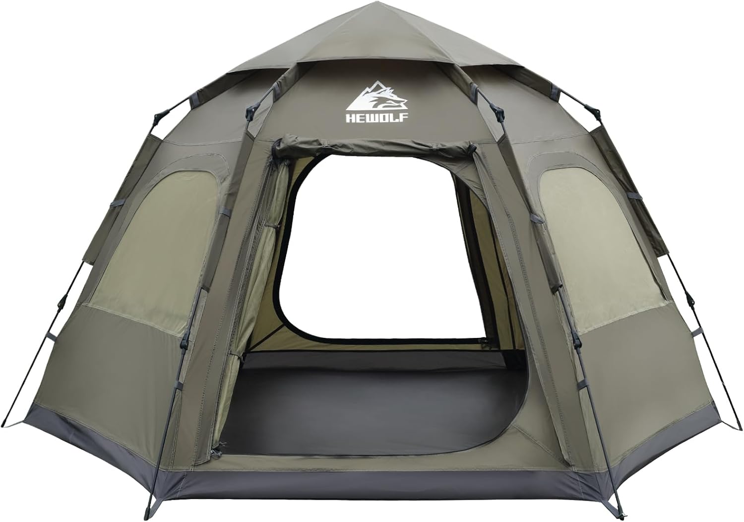 Hewolf 2/3/4 Person Camping Tent - Instant Pop Up Waterproof 2 Doors Tent with Easy Setup | 3-Season Hexagonal Dome Design for Family