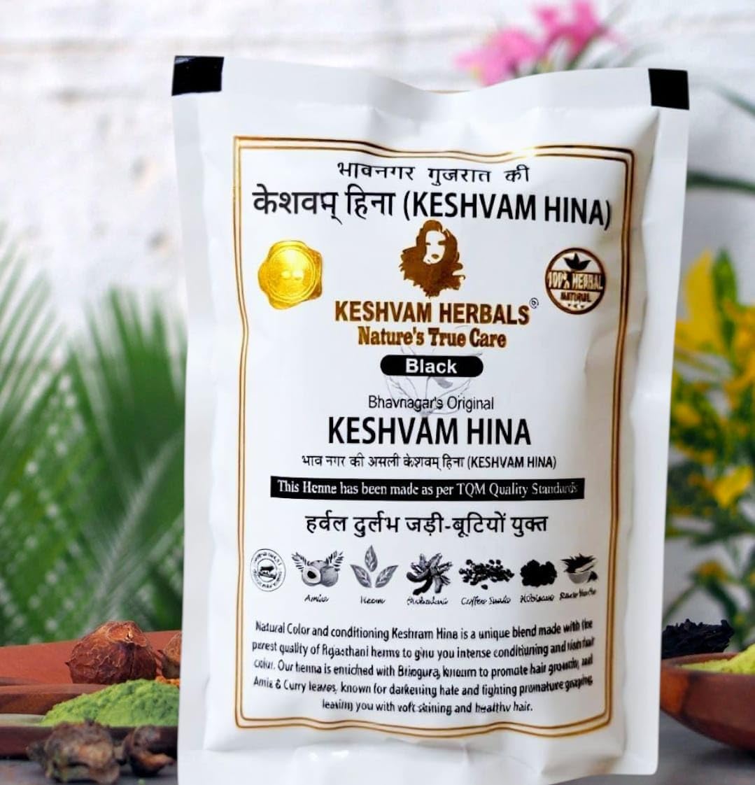 Keshvam Herbals Hina | Natural Hair Color Powder | 100% Herbal Henna for Men & Women | 25g Each (Black Gold, Pack of 5)-image-8