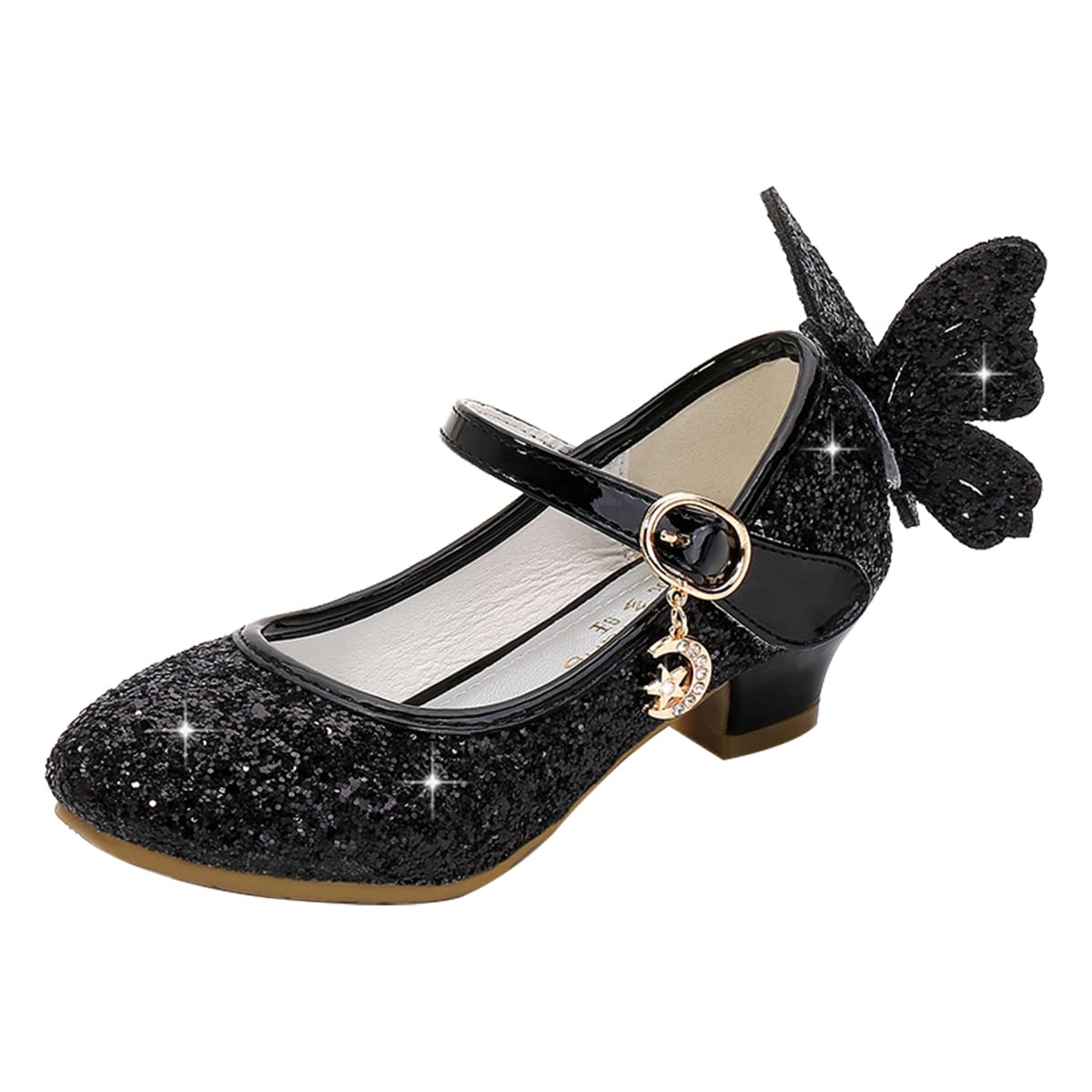 Girls Princess Shoes Sequins Sweet Bows High Heels Wedding Party Dress Shoes Dance Bright Diamond Cosplay Christmas Festival Shoes Pink Blue Purple Gold Silver — view 8