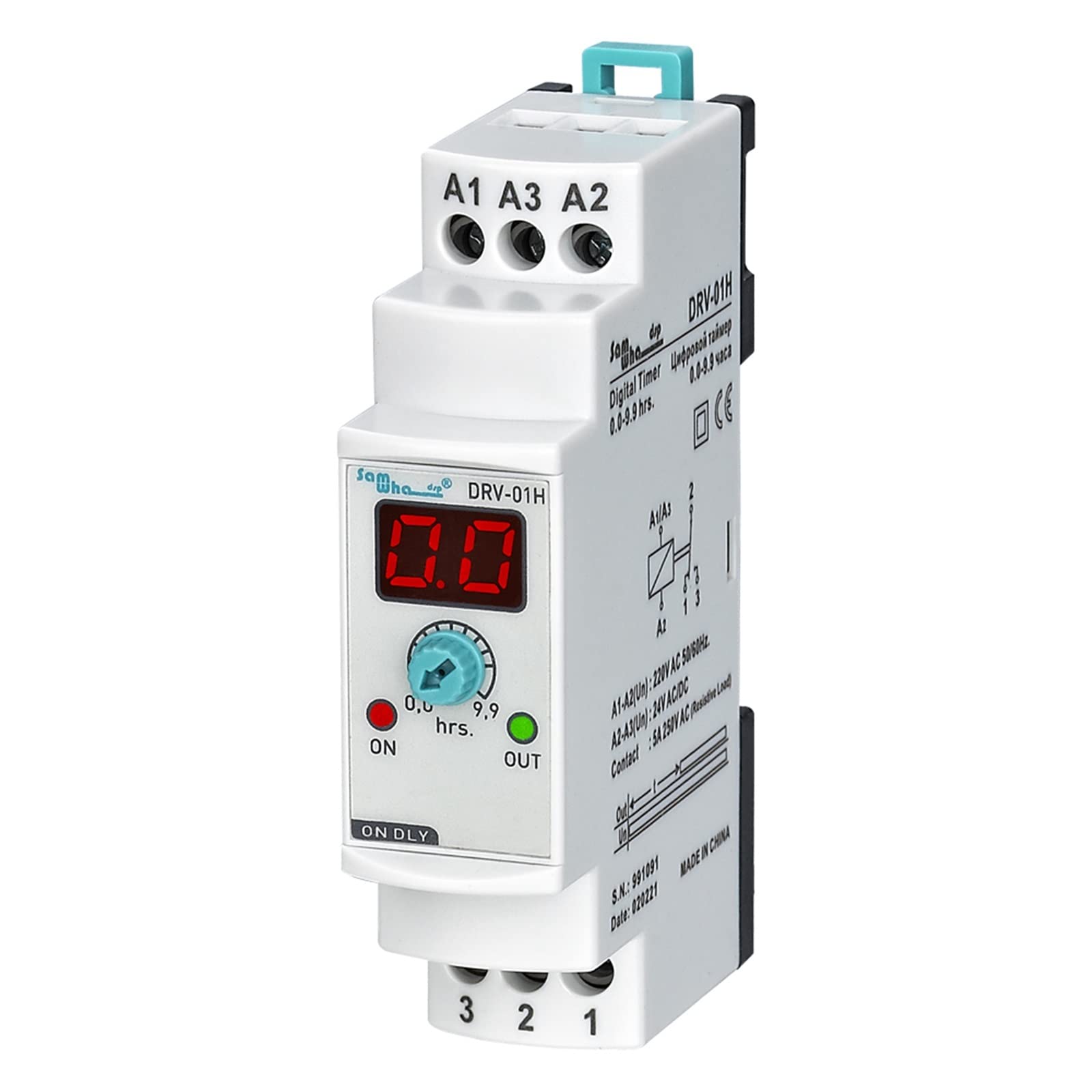 Aqhyebnsr 220Vac Drv-Xx Digital On Delay Time Relay(,Drv-01D 0.0-9.9Min.)