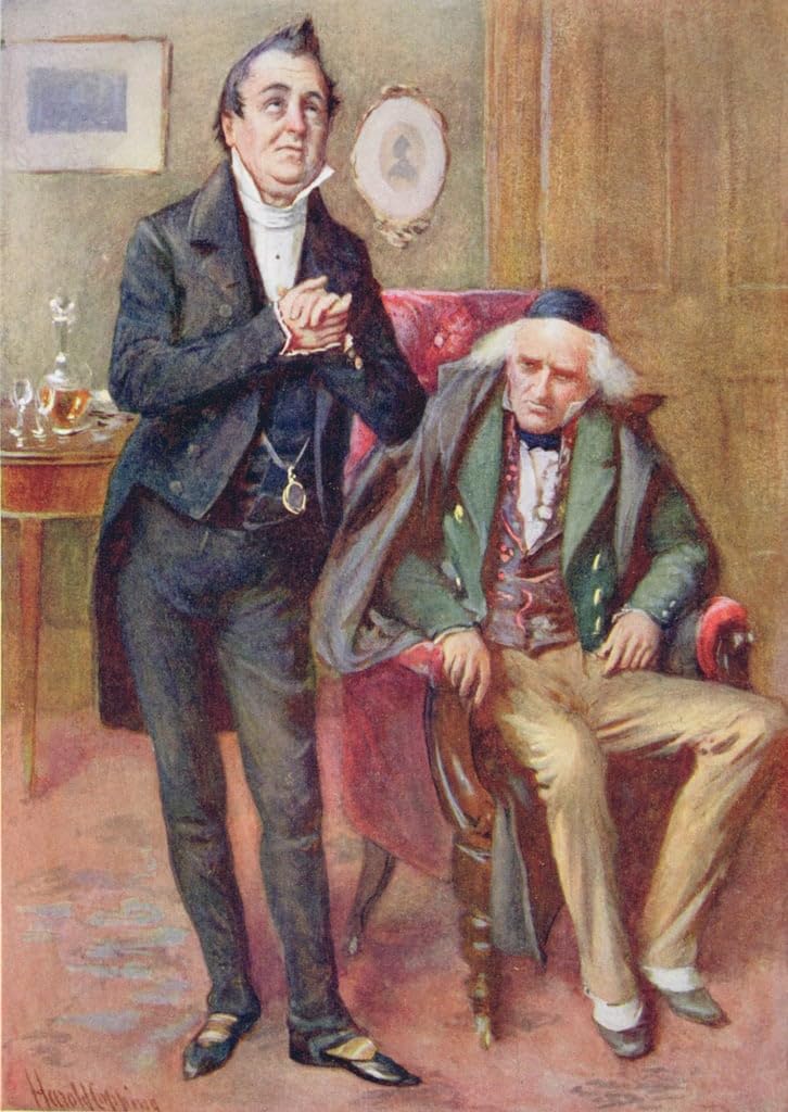 Famous HD Print Picture Wall Art Painting Mr Pecksniff and Old Chuzzlewit by Harold Copping Paintings Reproduction for Office Decor 60x90cm