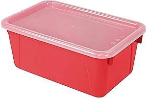 Storex Red Container Small Cubby Bins – Durable Plastic Bins for Storage