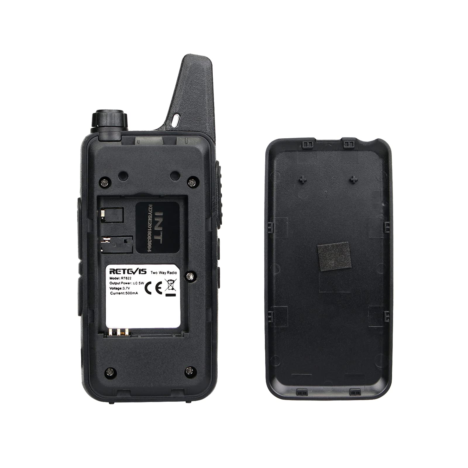 Retevis RT622 Walkie Talkie PMR446 Licenza-libera Mini Ricetrasmittente VOX Portatile Ricaricabili Nero 2 Paia