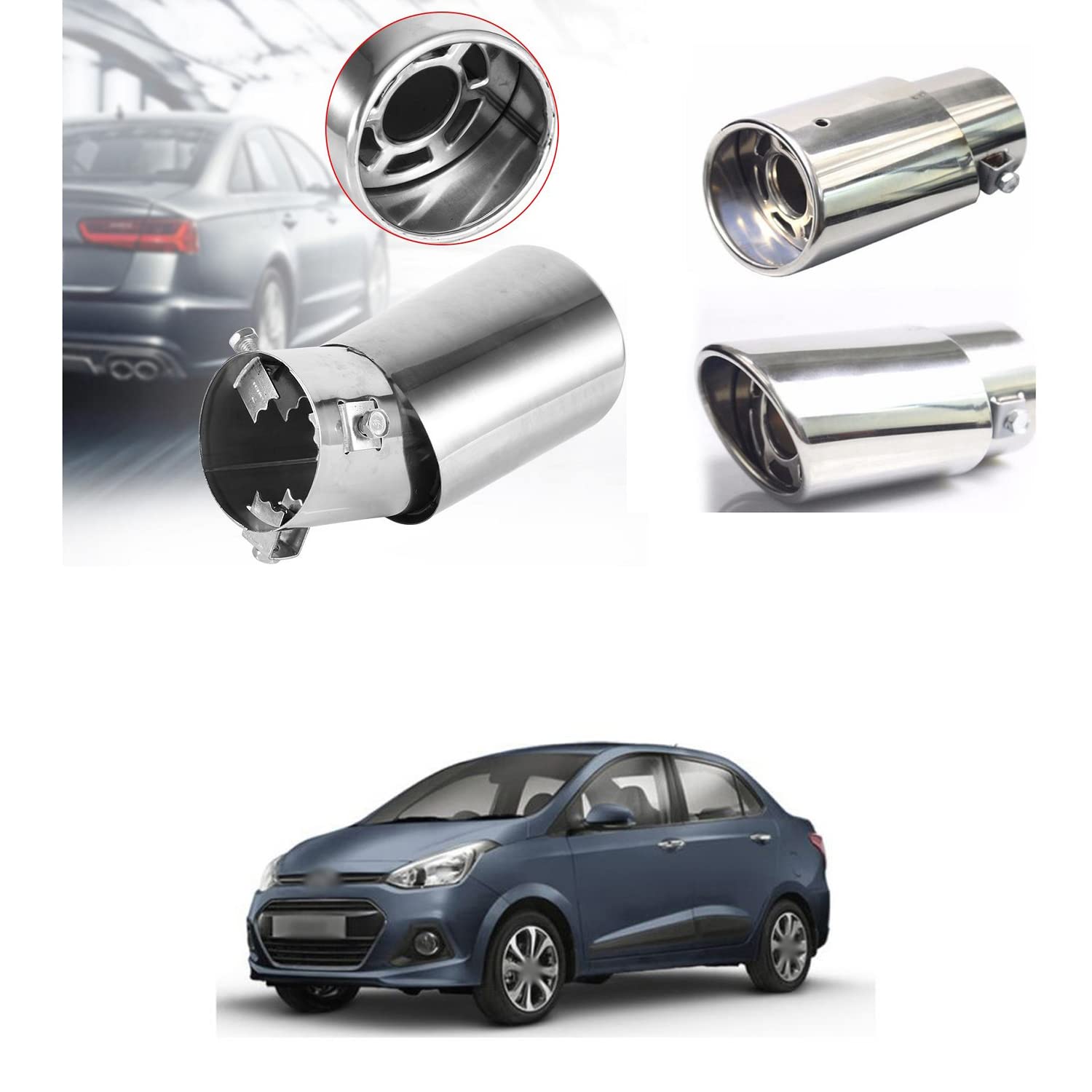 Silencer Tip Exhaust Pipe Car Stainless Steel Rear Muffler Tip Tail Muffler Tip Pipe Adjustable Car Decoration Exhaust Tip Tailpipe Compatible with X-Cent-image-46