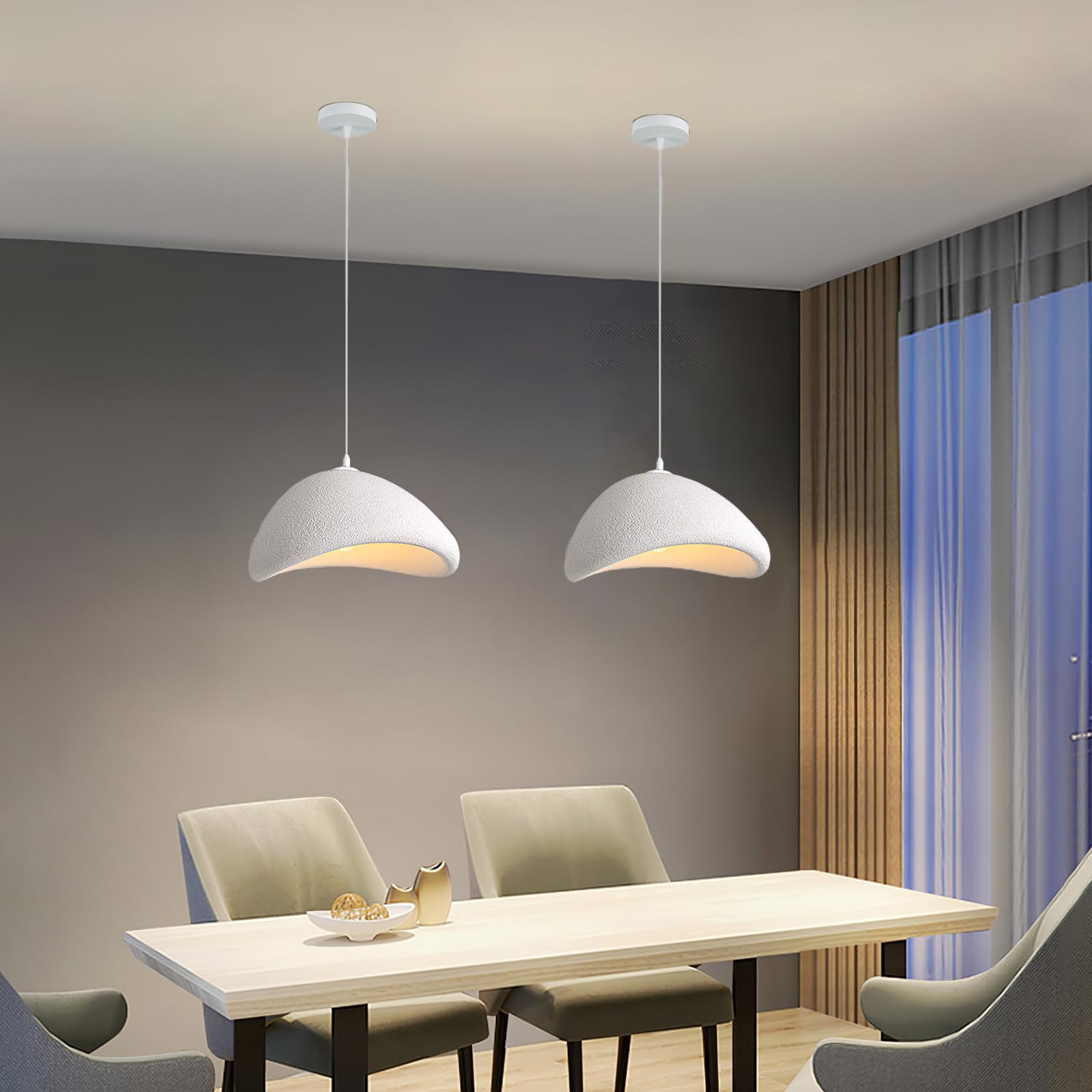 Lampada a Sospensione Creativo Ø60CM Paralume Lampadario in Pietra Simulata E27 Nordico Lampada da Soffitto Regolabile Lampadari per Camera da letto Sala da pranzo Soggiorno, Bianco