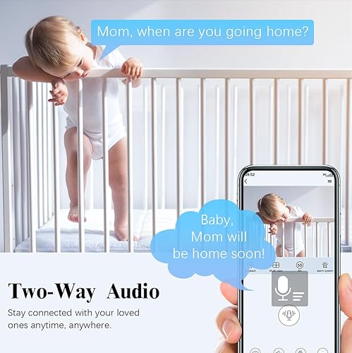Miniatura 4 de OOSSXX Cámara de seguridad interior de audio de 2.7K con resolución de 2.7K, video monitor de bebé y monitor de mascotas, aplicación gratuita, PTZ