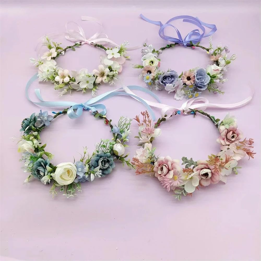 20 piezas guirnalda de rosas de moda para dama de honor, flores, diadema para el cabello, para viajes al aire libre, guirnalda de rendimiento, tocado