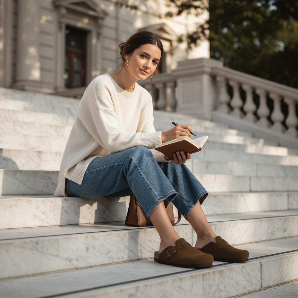 CUSHIONAIRE Hana - Genuine Leather Suede Classic Clog Womens Shoes - Slip On Mule Comfortable Shoes for Women - Image 6