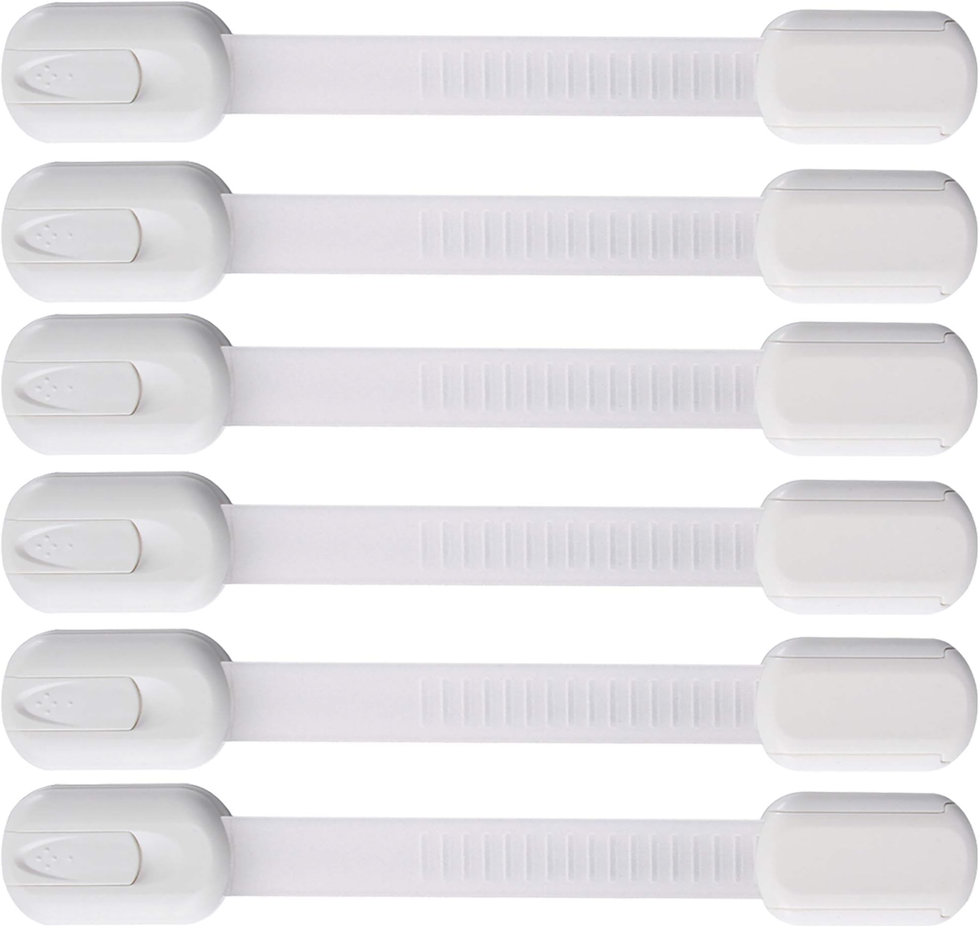 Vmaisi Multi-Use Adhesive Strap Locks for Baby Proofing Cabinets & Drawers, No-Drill Child Safety Latches for Fridge, Toilet, Oven, 6 Pack