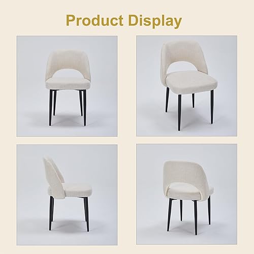 Miniatura 8 de Sillas de comedor modernas, sillas de cocina tapizadas de tela con cómodo asiento acolchado y patas de metal resistentes, sillas laterales de granja