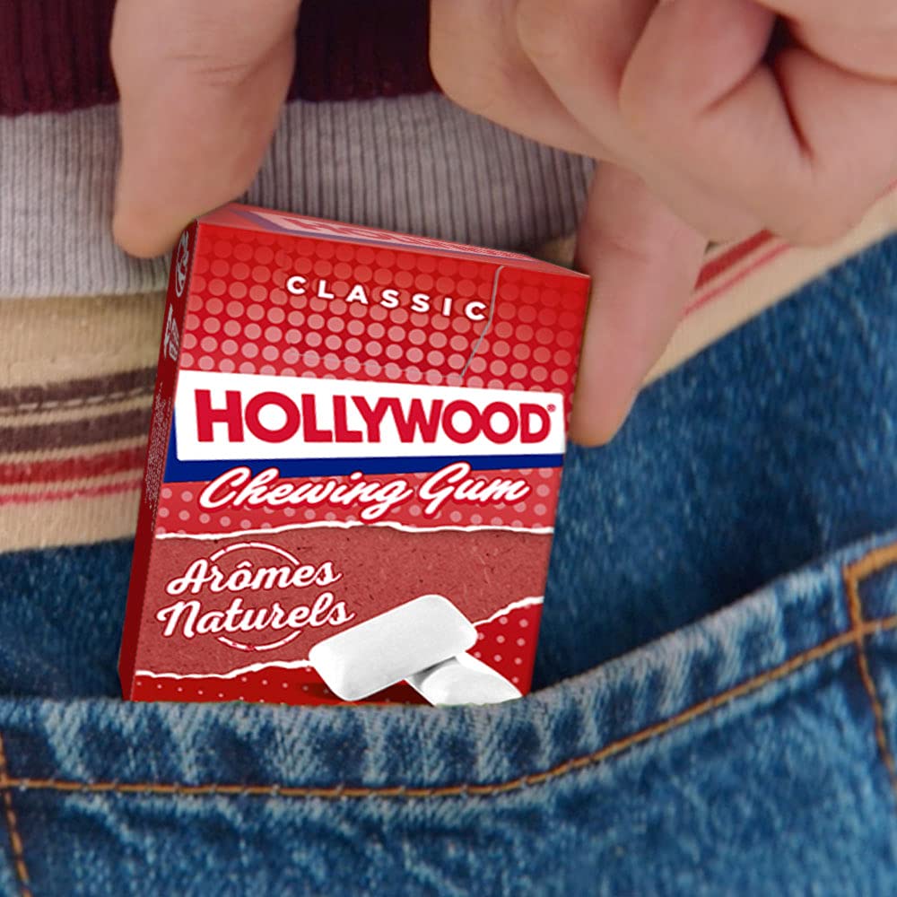 Hollywood Chewing Gum Classic - Parfum Fraise des Bois - Arômes Naturels - Lot de 20 paquets de 20 dragées (28 g)