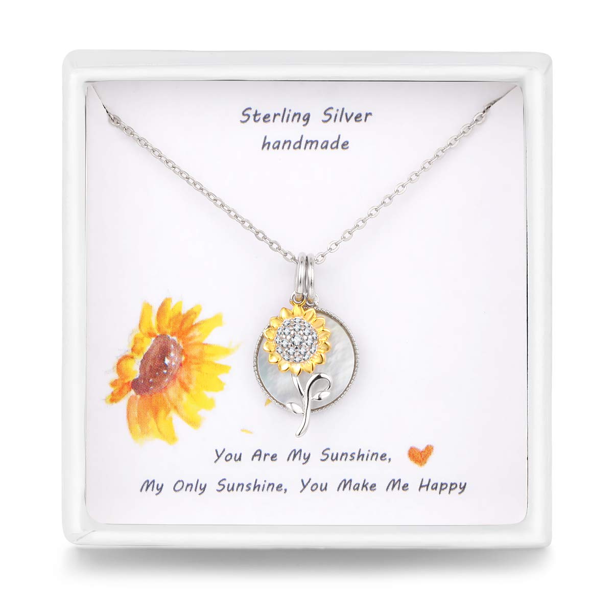 Collana a croce da donna, con ciondolo a forma di girasole e croce in argento, per donne e adolescenti e adolescenti, Metallo, non noto