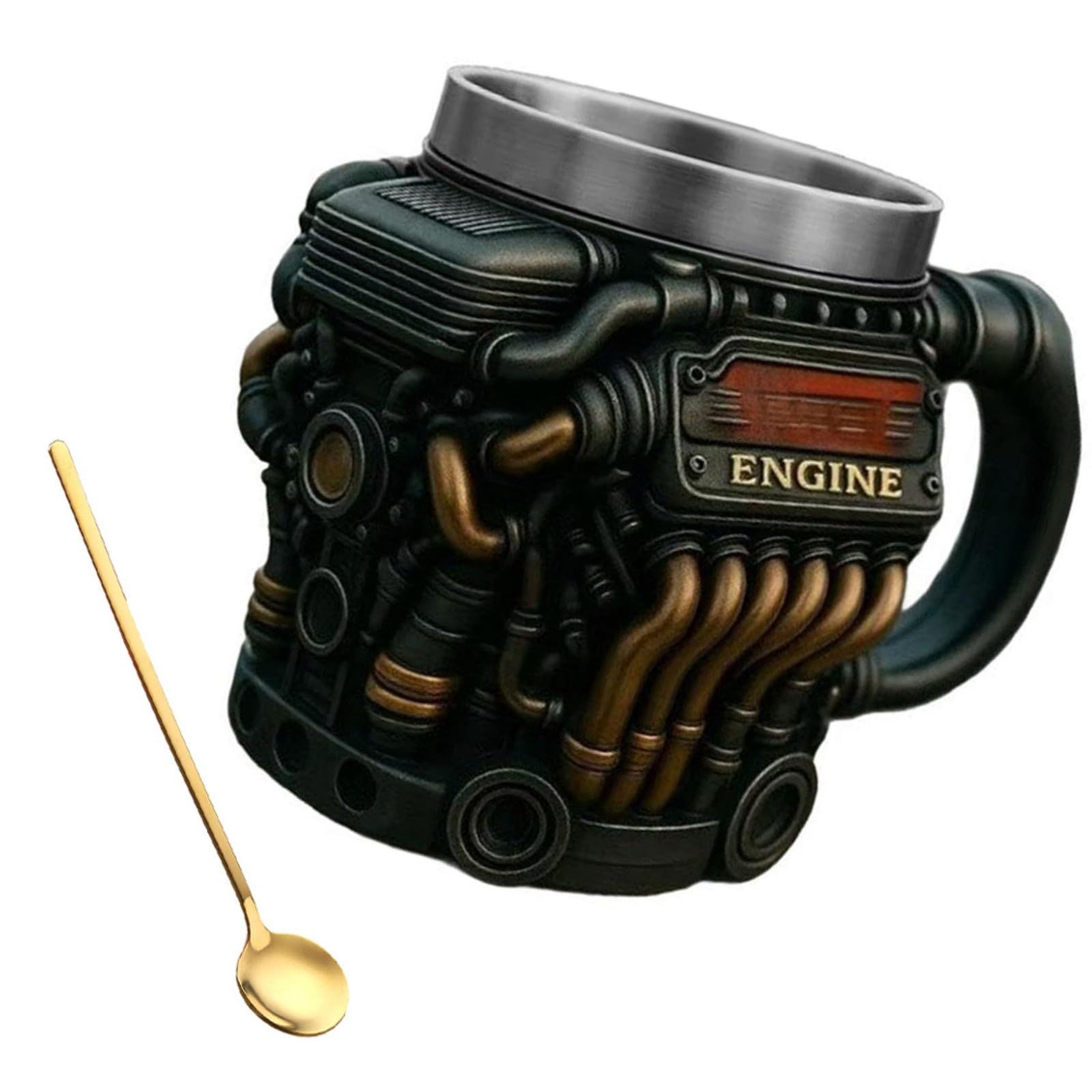 13Oz Vintage Engine Coffee Mug for Car Permanent Finish Keeps Beverages Hot Insulated Cup