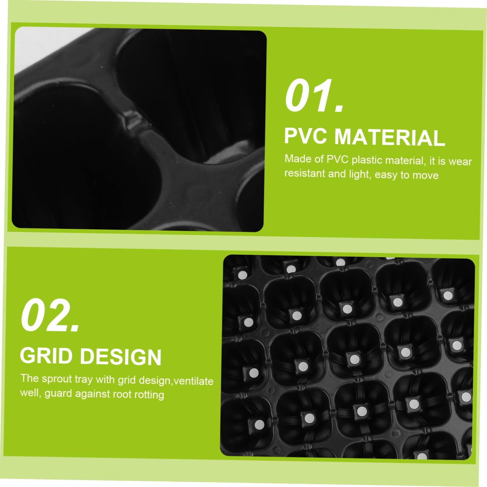 GALPADA Anzuchtschale 72-Loch PVC 10 Stück, Schwarz, Leicht und Belüftet