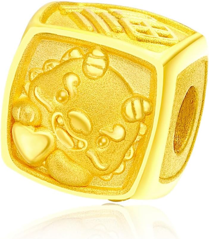 CHOW TAI FOOK 999 Pure 24K Gold Year of Dragon Welcome Luck Square Charm