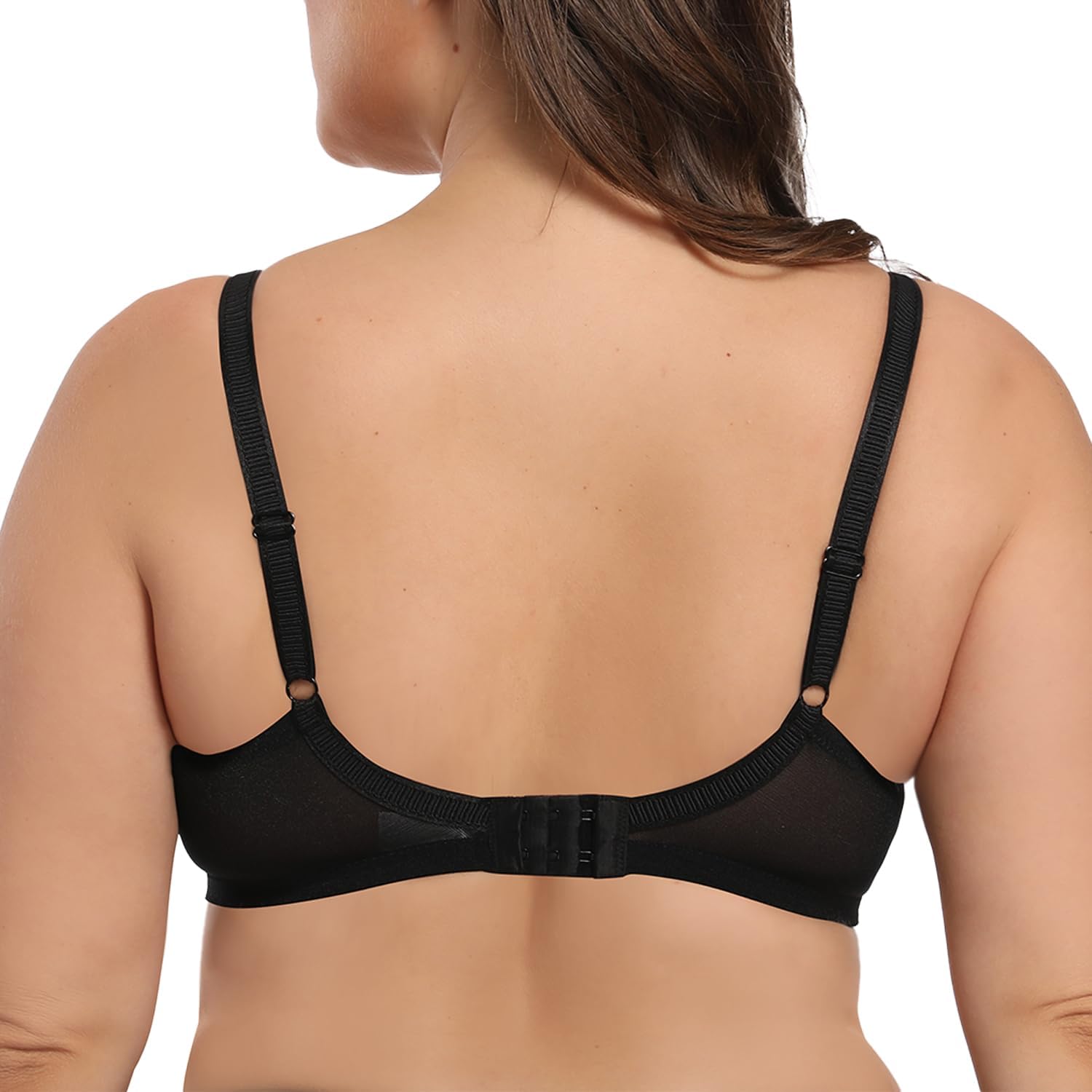 Soft Smooth Bras for Women Push Up Padedd Underwear Full Coverage Support Bralette Black 38J - Image 3
