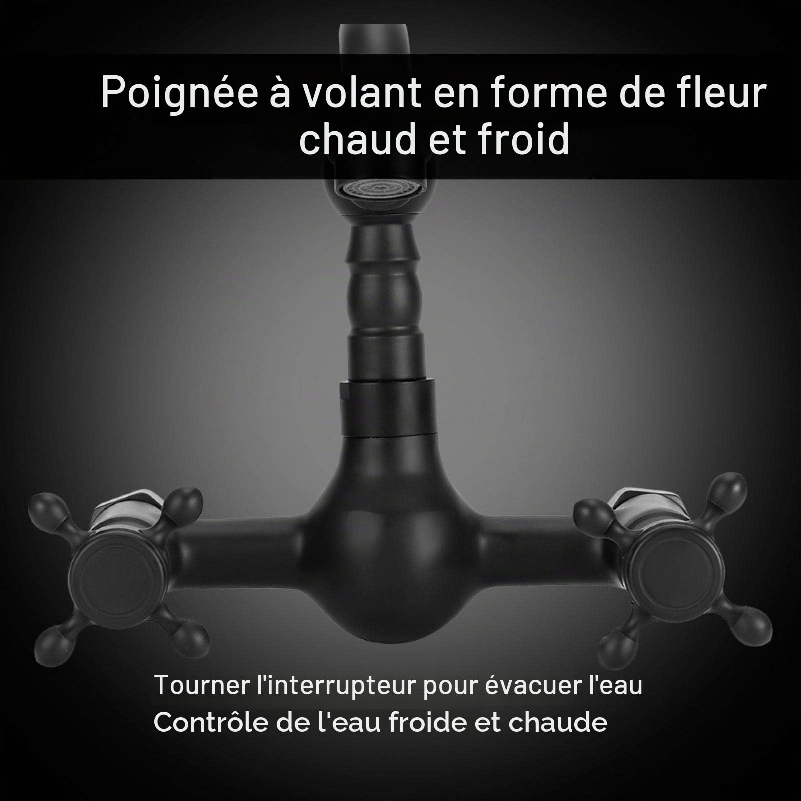 Robinet de Lavabo en Cuivre Double Poignée G1/2, Montage Mural Encastré | Robinet Mitigeur de Baignoire avec Eau Chaude et Froide, Universel pour Cuisine et Salle de Bain, Double Poignée Contrôle