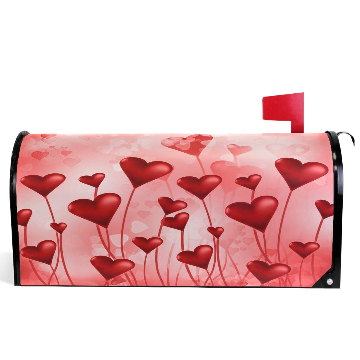 Wamika Valentine's Day Love Heart Flowers Rose Romantic Mailbox Covers Large Happy Valentine's Day Love Heart Welcome Spring Magnetic Mail Wraps Cover Letter Post Box Oversized 25.5