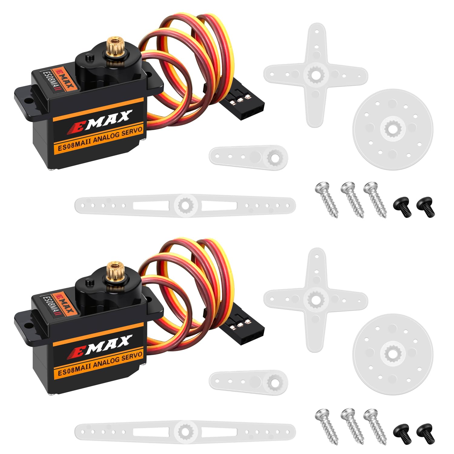 HAWK'S WORK Micro Servo 9g, Metal Geared Motor Kit for Robot Arm RC Plane Helicopter Car Boat, STEM & Raspberry Pi Project (Emax ES08MA II) (2 Pcs)