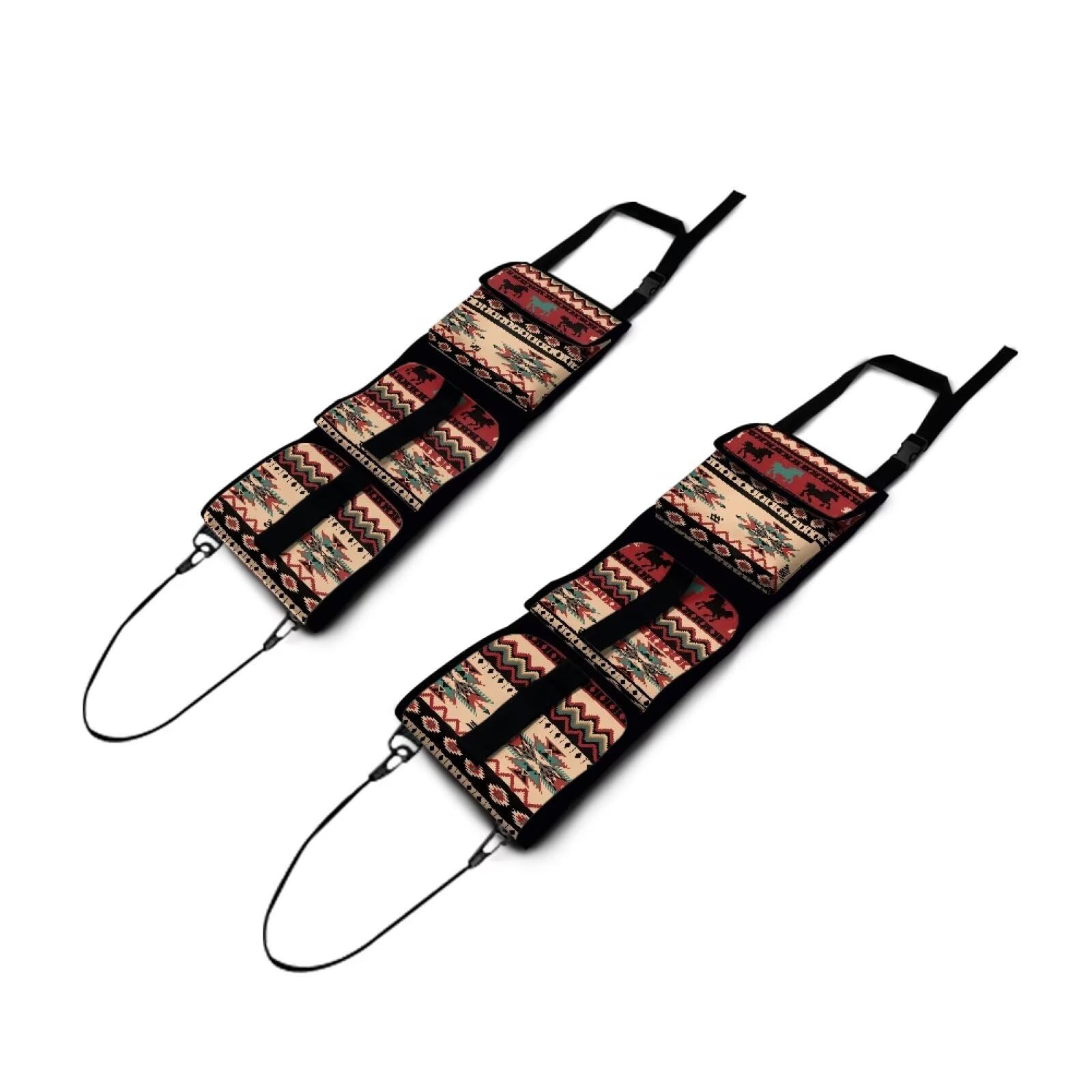 Dreaweet Aztec Ethnic Tribal Horse Pattern Gun Rack for Truck SUV Pickup,Car Front Seat Back Gun Storage Bag Holder Organizer for Hunting Rifle Shotgun - 2 Pcs