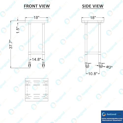 Miniatura 142 de AmGood Mesa de trabajo de acero inoxidable con ruedas Estación de trabajo