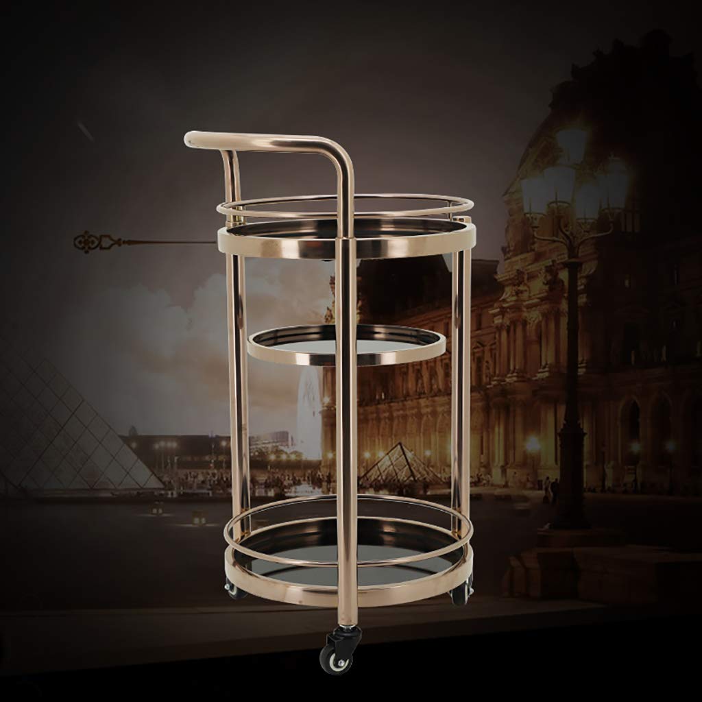 Carro de Servicio Moderno con 3 estantes Abiertos, Carrito para té y Vino con 3 Ruedas, Ideal para Cocina, Hotel o Restaurante.