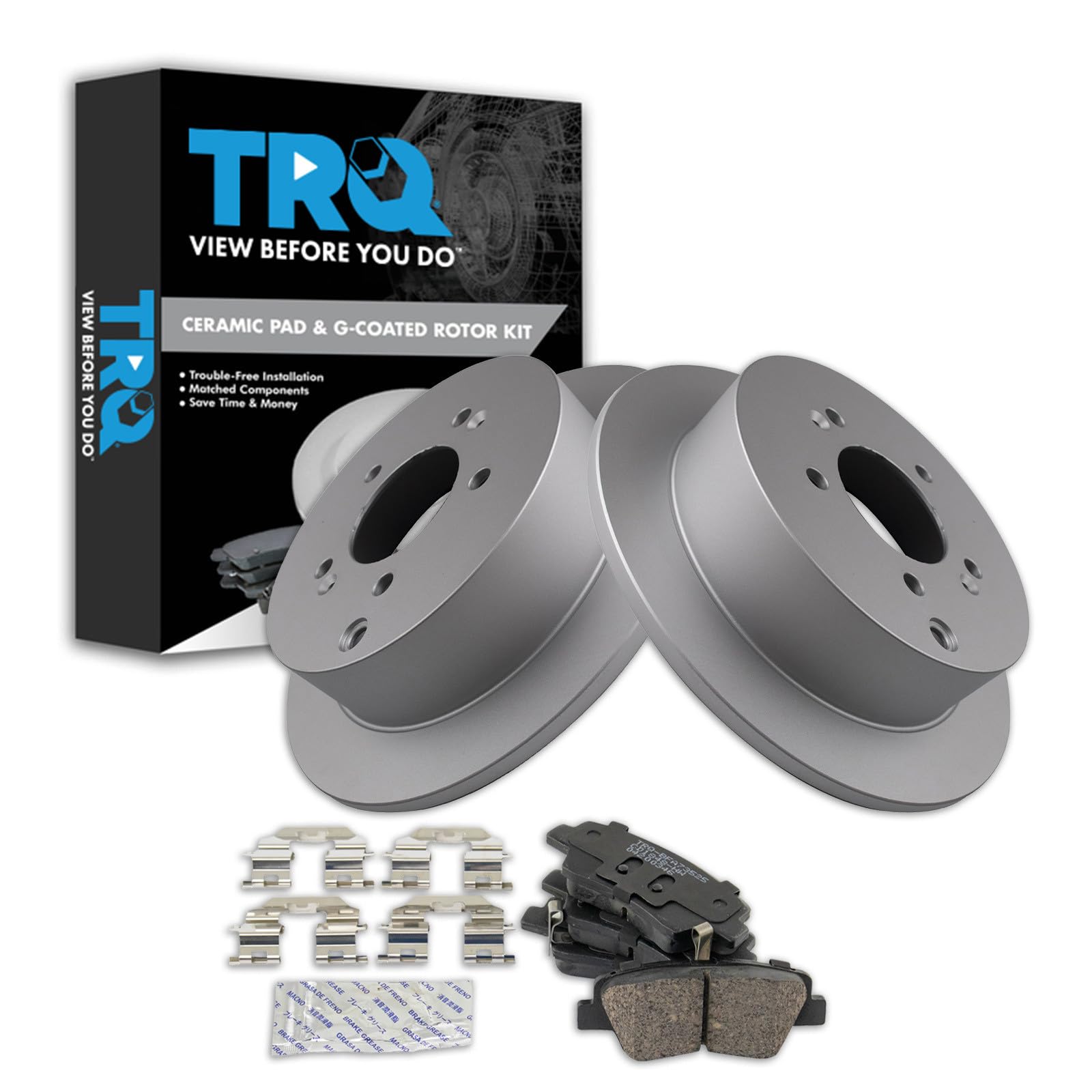TRQ Rear Brake Pad and Rotor Set Ceramic Coated Rotors Compatible with 2016 Kia Sportage