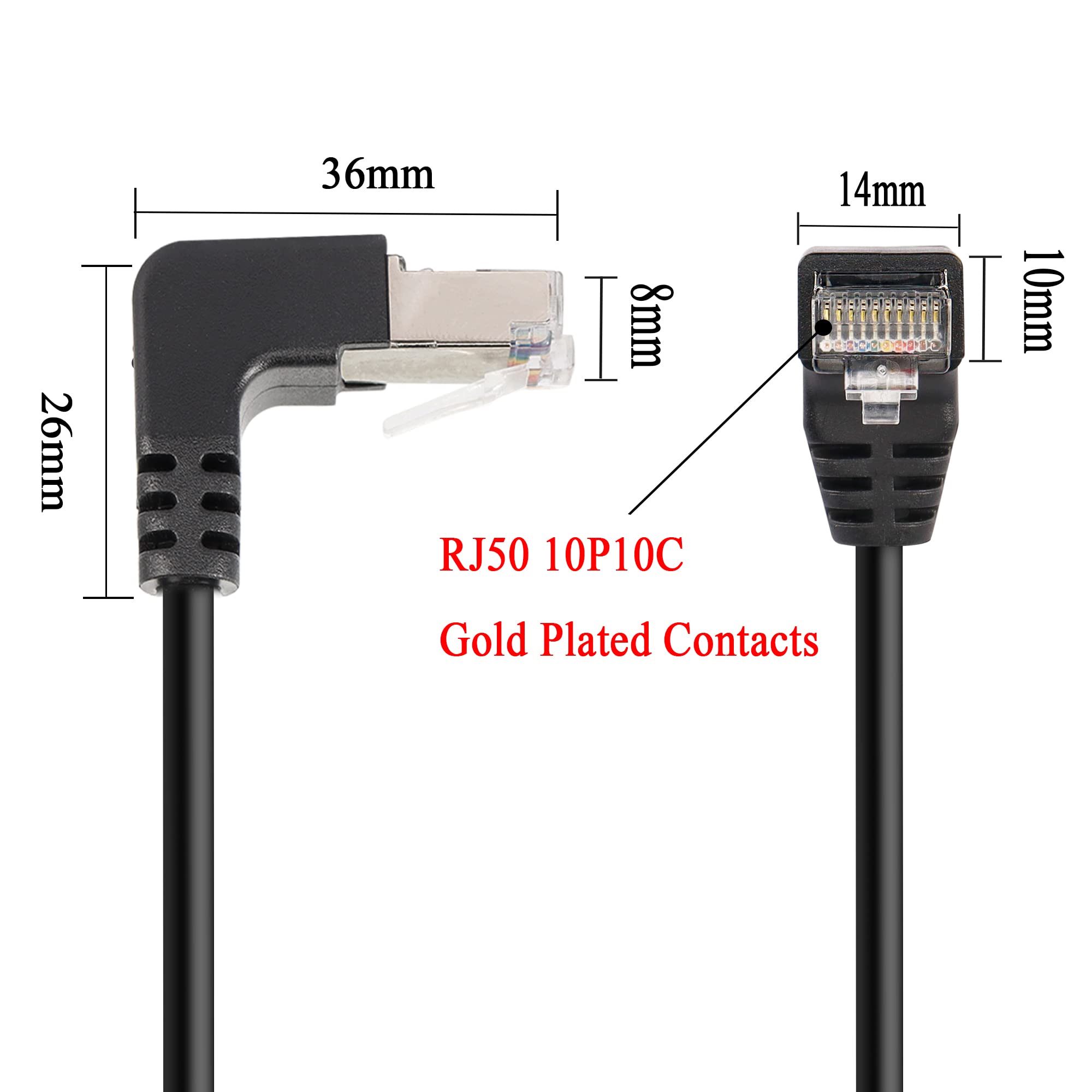 Câble RJ50 10P10C Cat5E Blindé - 0.5m - Pour Équipement Industriel, Impression Laser, Contrôle - Mâle Vers Mâle