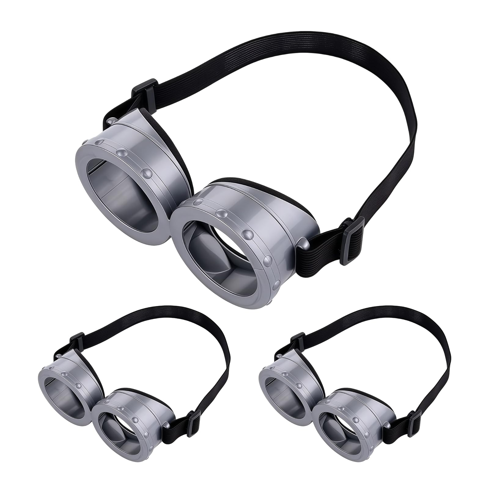 NAUZE 3 Pieces Goggles Steampunk Glasses Big Eyes Cartoon Character Glasses With Strap Halloween Cosplay Costume Accessories for Dress Up Parties