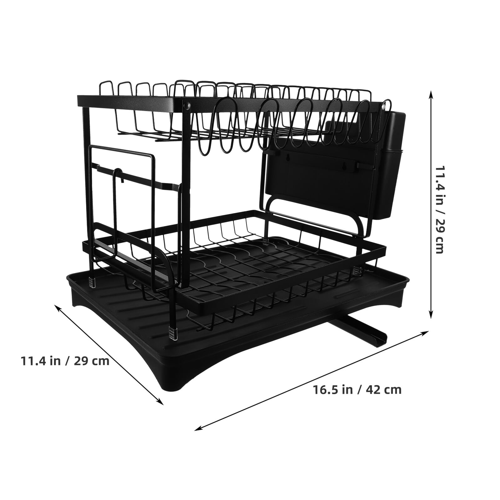 MAGICLULU 1 Set Égouttoir à Vaisselle Porte-couverts et Pot en Acier Carbone, Plateau Égouttoir Amovible, Design Compartimenté, Maintien des Bols Secs et Propres Cuisine