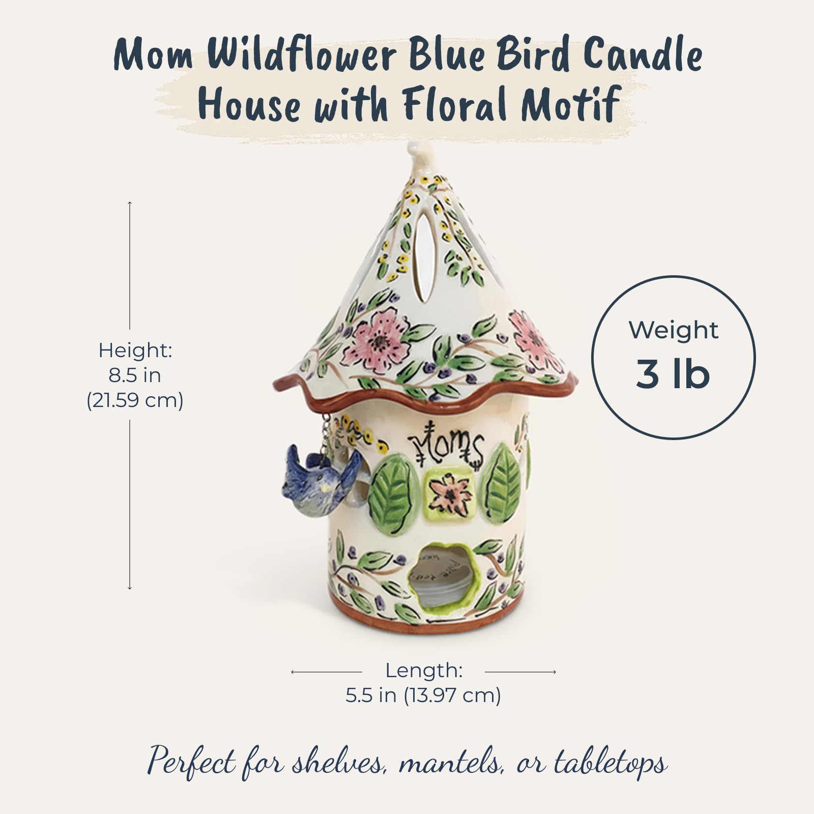 Amazon.com: Blue Sky Clayworks Mom Wildflower Blue Bird Candle