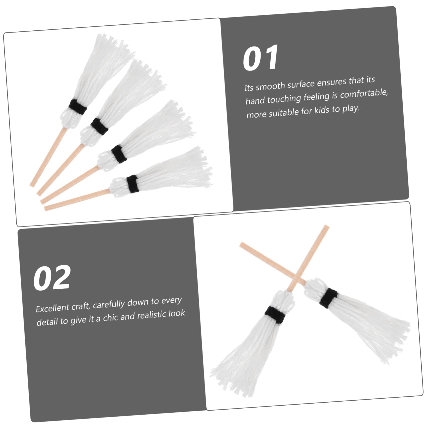 KONTONTY Miniature Artificial Broom Props 10pcs Halloween Broom Decor for Photography for Boys and Girls