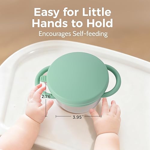 Miniatura 3 de Stainless Steel Snack Cups with Silicone Food Catcher, Travel Lid, Spill-Proof Baby Toddler Food Containers, Dishwasher Safe, 2 Pack