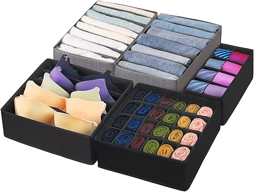 Macamolly Organizador de cajones paquete de 5 organizadores de cajones para ropa organizadores de armario y contenedores de almacenamiento para ropa