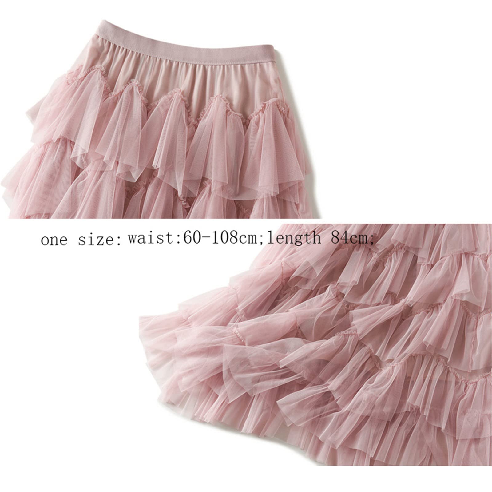 Jupe longue d'été en tulle de couleur unie pour femme, Noir , taille unique