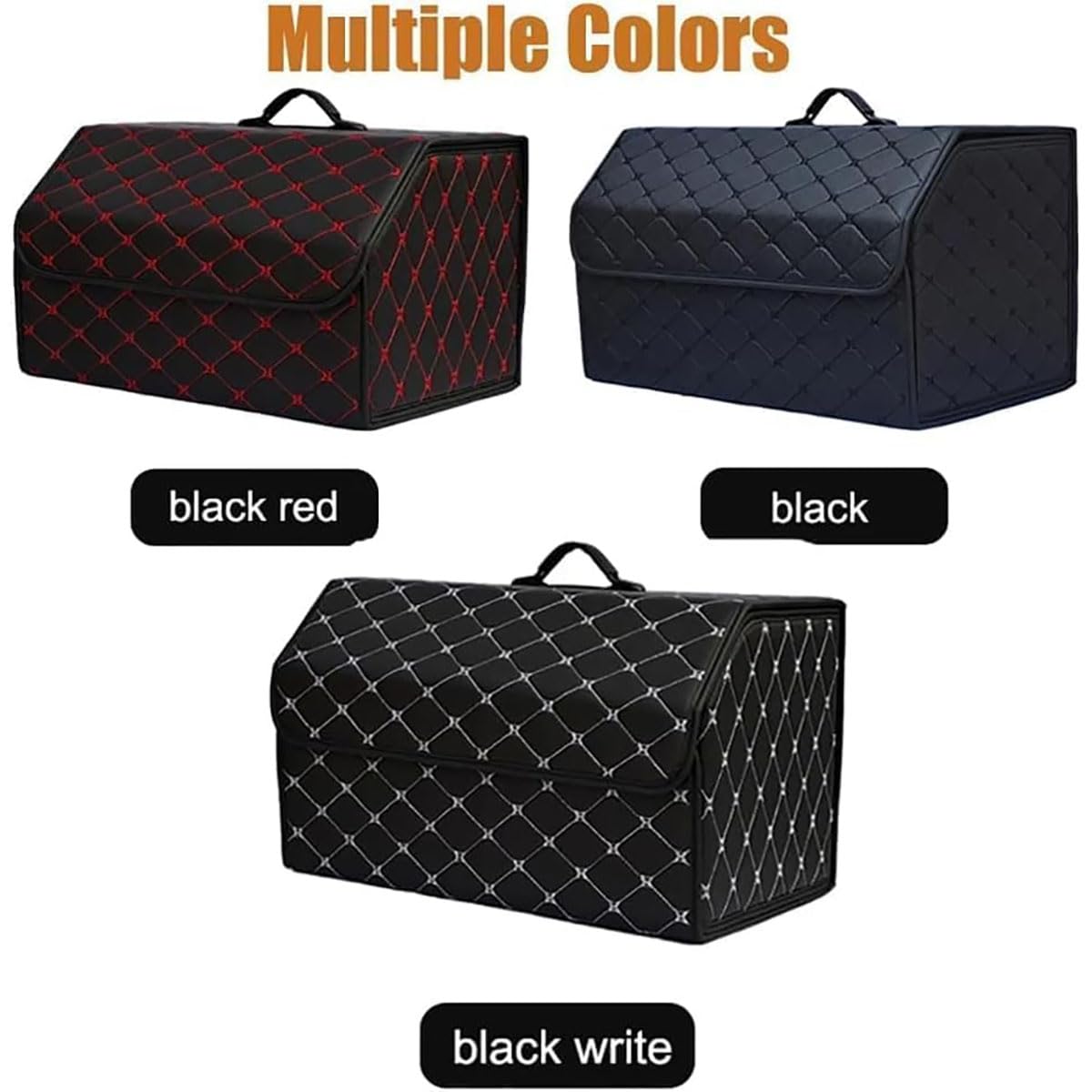 Organizer Bagagliaio Auto per Benz EQA/EQB/EQC/EQE/EQE SUV/EQG, Pieghevole Borse per Bagagliaio in Pelle Scatola di Immagazzinaggio con Coperchio Accessori,M-B/Black-Red