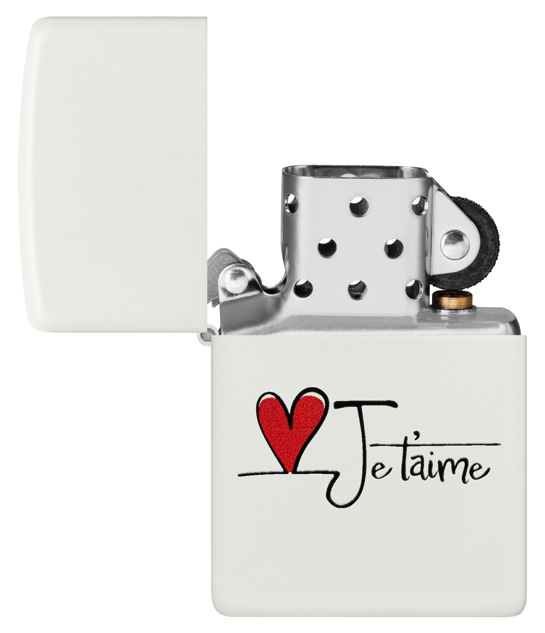 Zippo Briquet tempête Je t'aime, Blanc Mat, Image Couleur, Rechargeable, réutilisable, Design Coupe-Vent, boîte Cadeau, fabriqué aux États-Unis